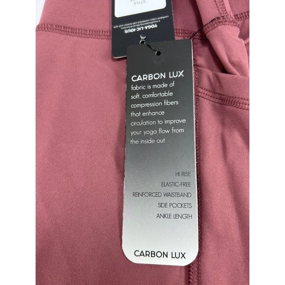 YOGALICIOUS Lux Leggings Sz S Rouge Blush Dark Pink High Rise Ankle Leggings Gym - Picture 3 of 7